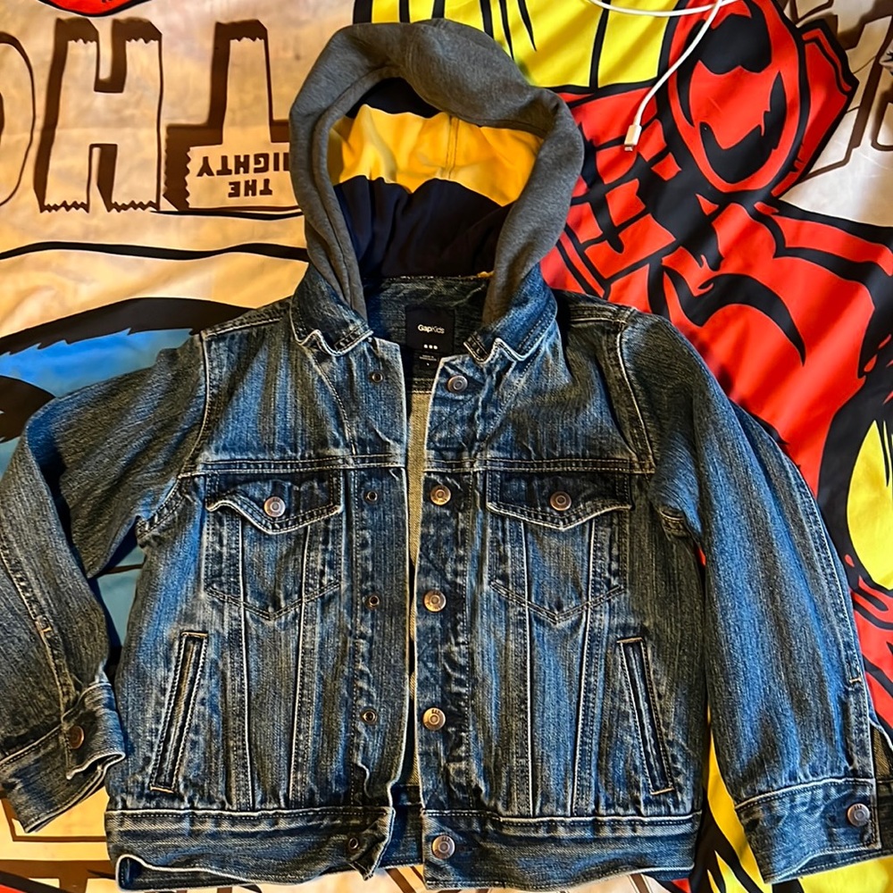 Kids gap denim jacket with hoodie